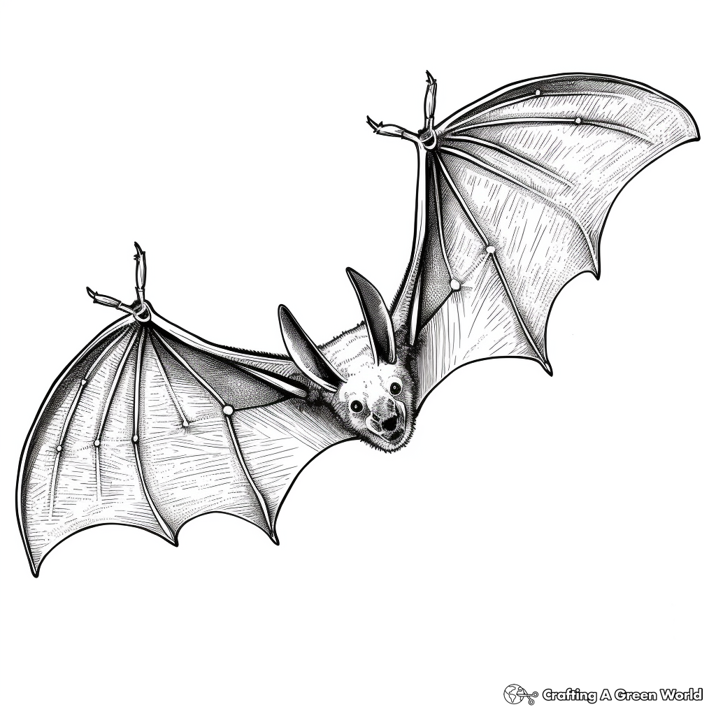 Dramatic Bat in Flight Coloring Sheets 1