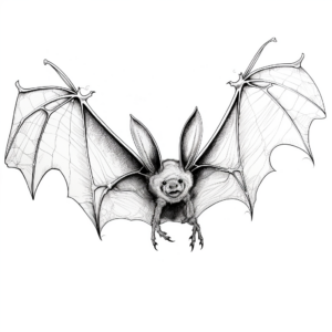 Dramatic Bat in Flight Coloring Sheets 2
