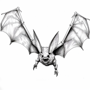 Dramatic Bat in Flight Coloring Sheets 3