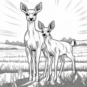 Dramatic Browning Buck and Doe During Sunset Coloring Pages 1