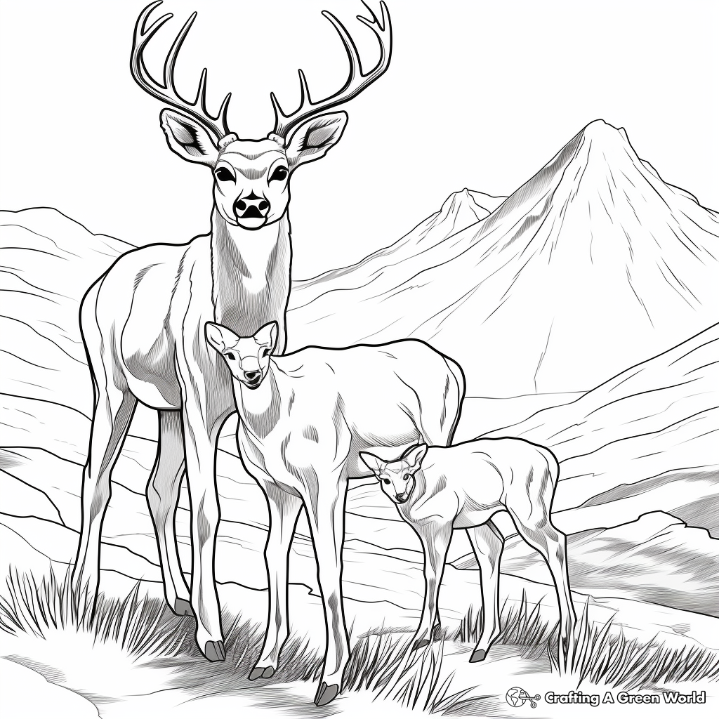 Dramatic Browning Buck and Doe During Sunset Coloring Pages 2