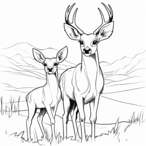 Dramatic Browning Buck and Doe During Sunset Coloring Pages 3