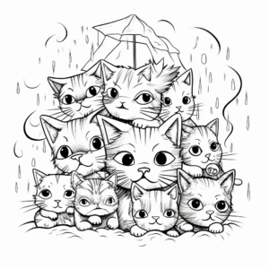 Dramatic Cat Pack in a Thunderstorm Coloring Pages 3