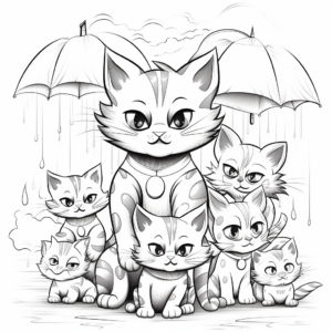Dramatic Cat Pack in a Thunderstorm Coloring Pages 4