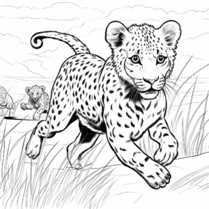 Dramatic Cheetah Chase Coloring Pages 2
