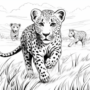 Dramatic Cheetah Chase Coloring Pages 3