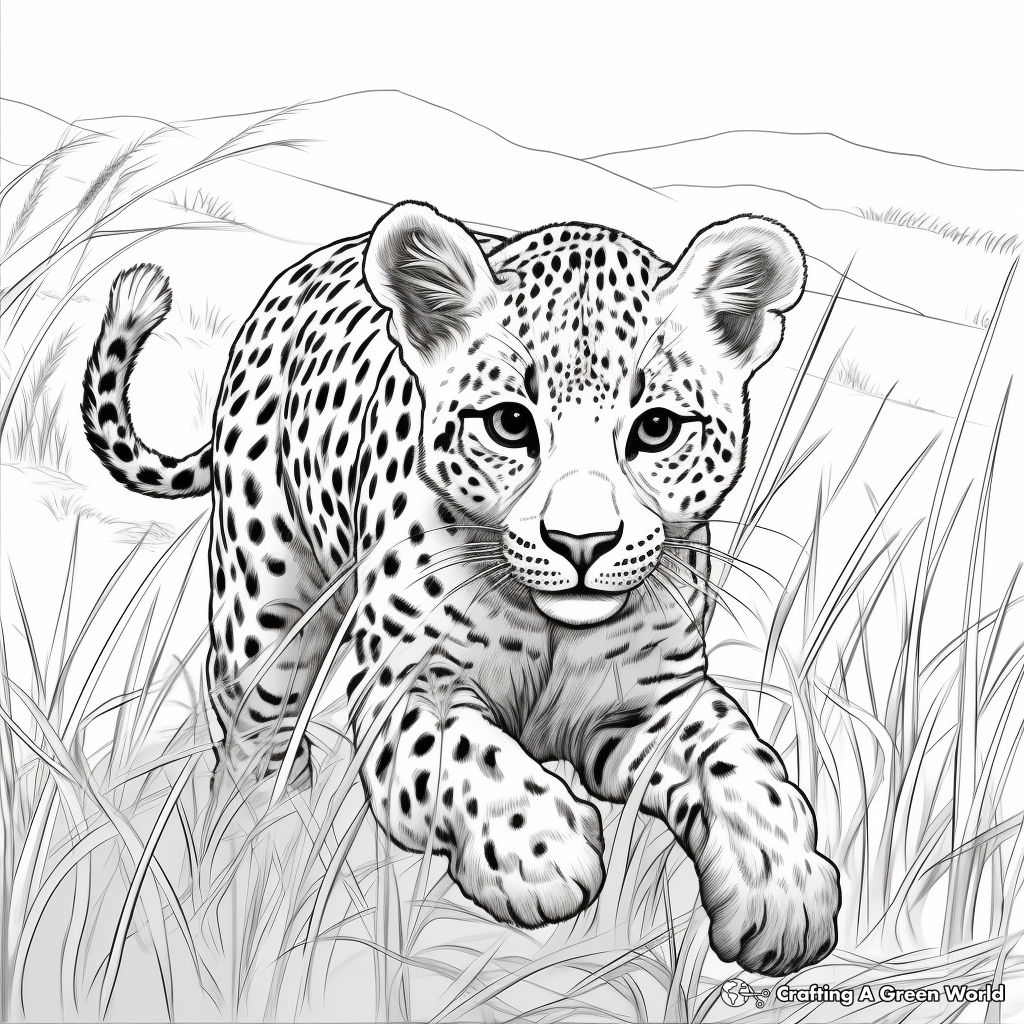 Dramatic Cheetah Chase Coloring Pages 4