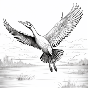 Dramatic Flying Blue Heron Coloring Pages 1