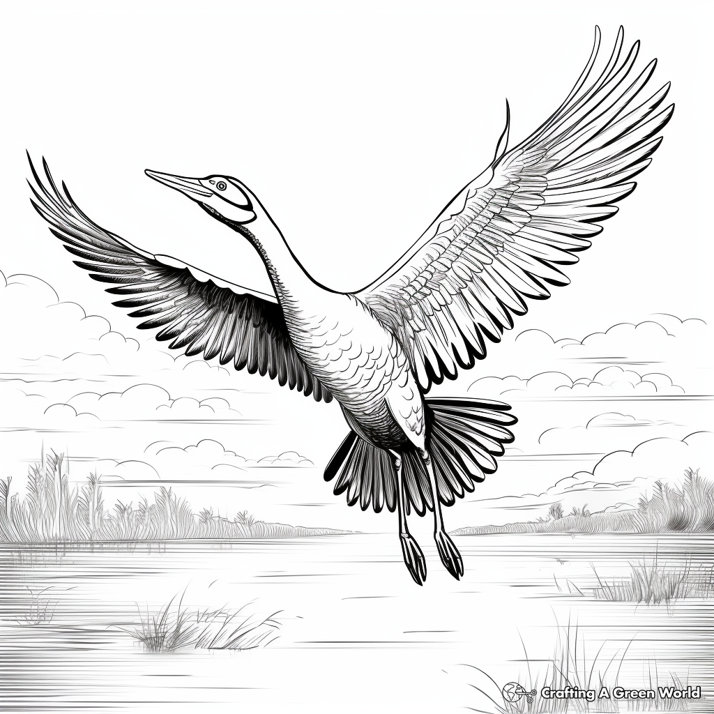 Dramatic Flying Blue Heron Coloring Pages 1