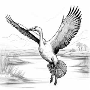 Dramatic Flying Blue Heron Coloring Pages 2