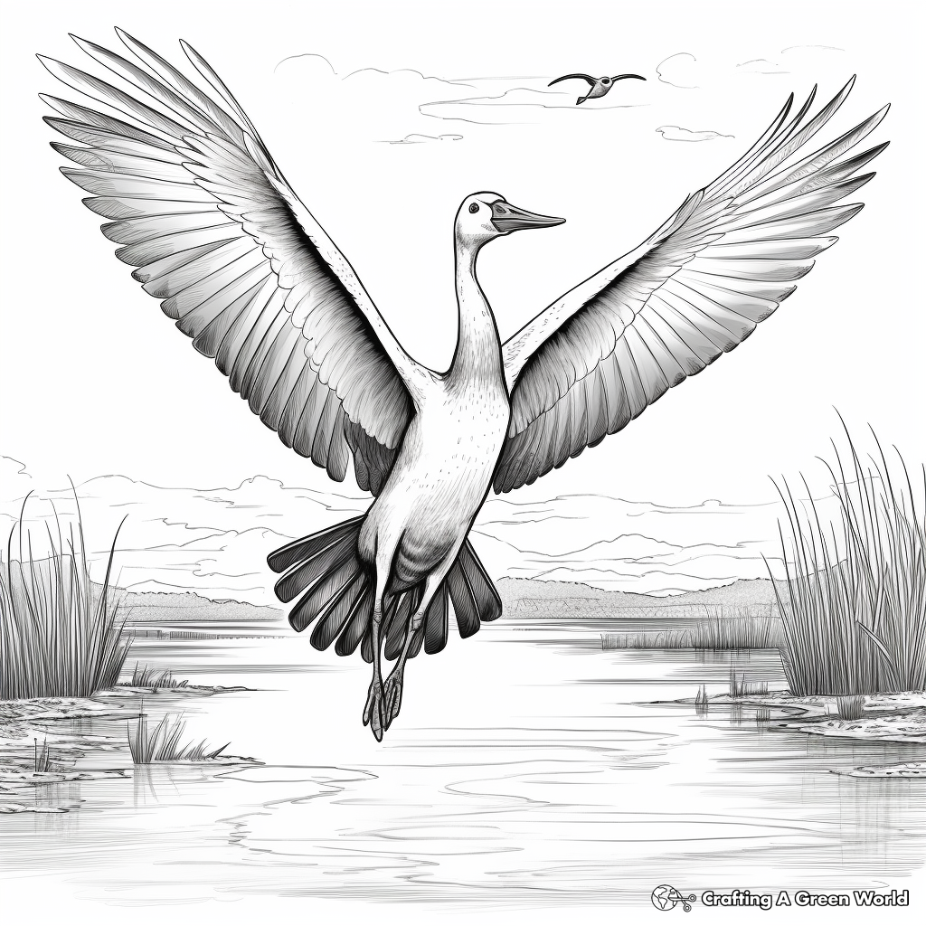 Dramatic Flying Blue Heron Coloring Pages 3