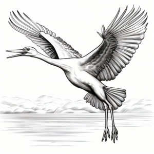 Dramatic Flying Blue Heron Coloring Pages 4
