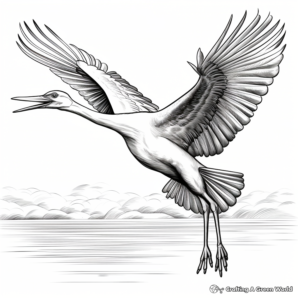 Dramatic Flying Blue Heron Coloring Pages 4