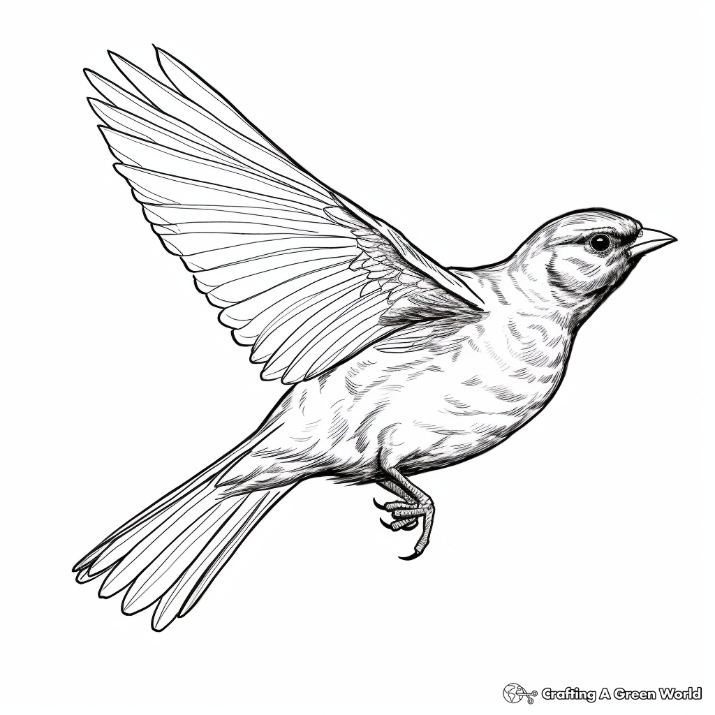 Dramatic Flying Red-Winged Blackbird Coloring Pages 3