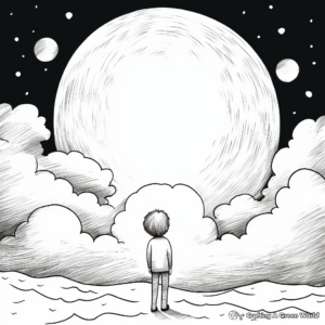 Dramatic Full Moon in Cloudy Sky Coloring Pages 3