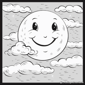 Dramatic Full Moon in Cloudy Sky Coloring Pages 4