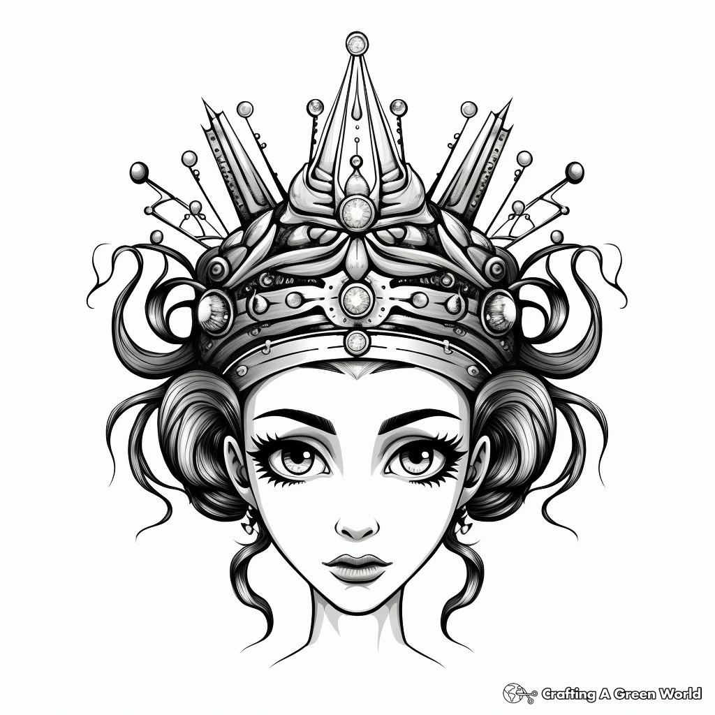 Dramatic Gothic Tiara Coloring Pages 2