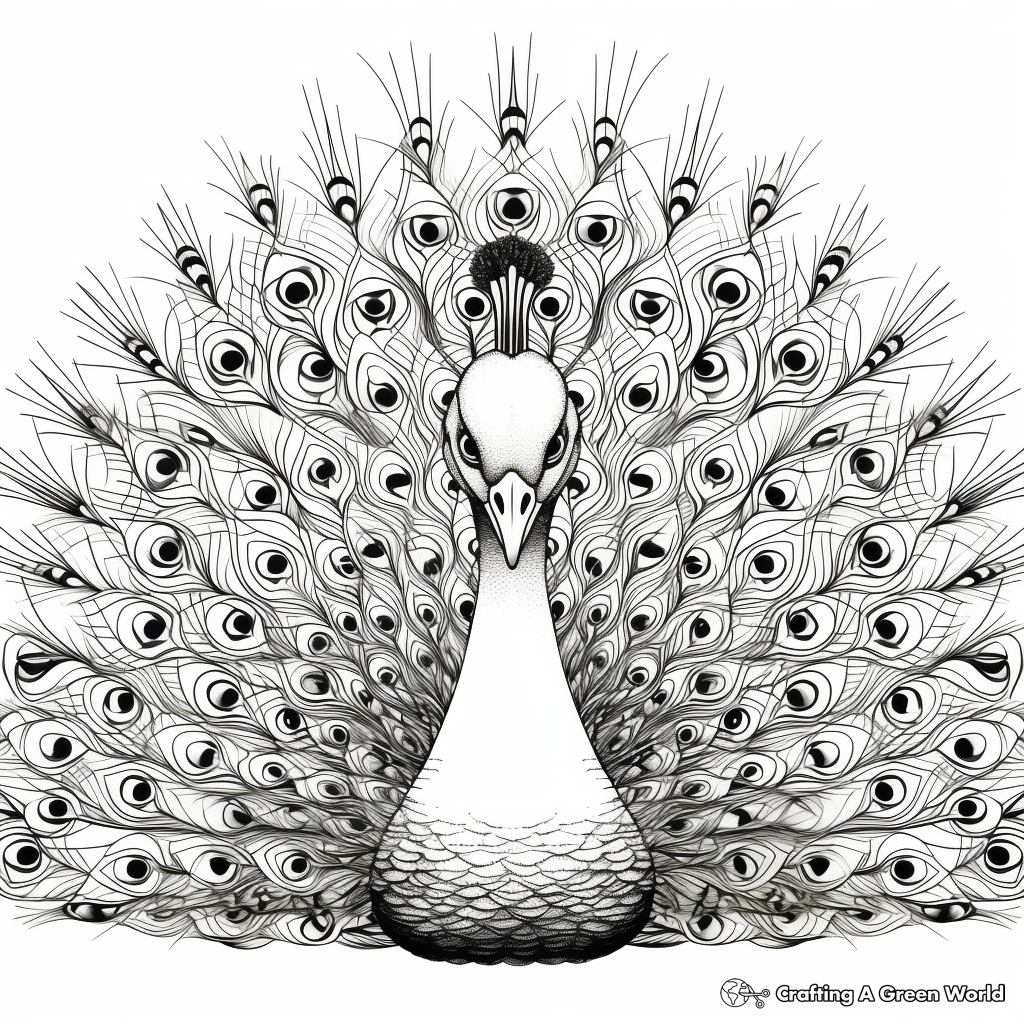 Dramatic Peafowl Display Coloring Pages 2