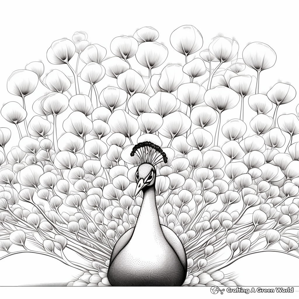 Dramatic Peafowl Display Coloring Pages 3