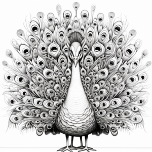 Dramatic Peafowl Display Coloring Pages 4