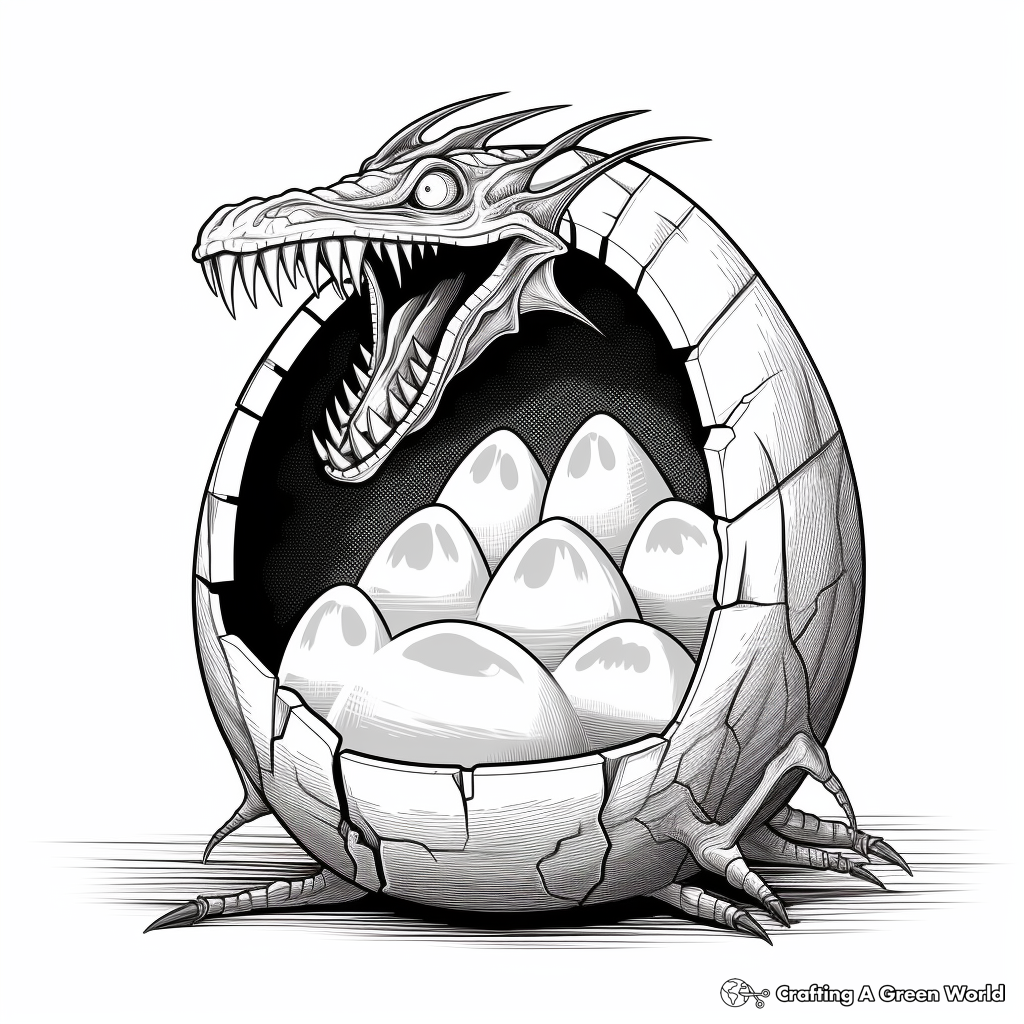 Dramatic Pterodactyl Egg Coloring Pages for Adults 3