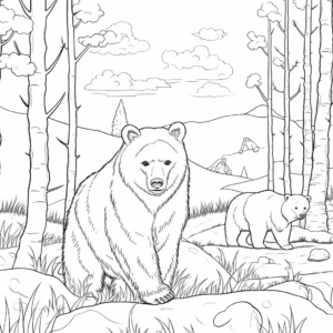 Dramatic Scene: Bears in the Wild Coloring Pages 3