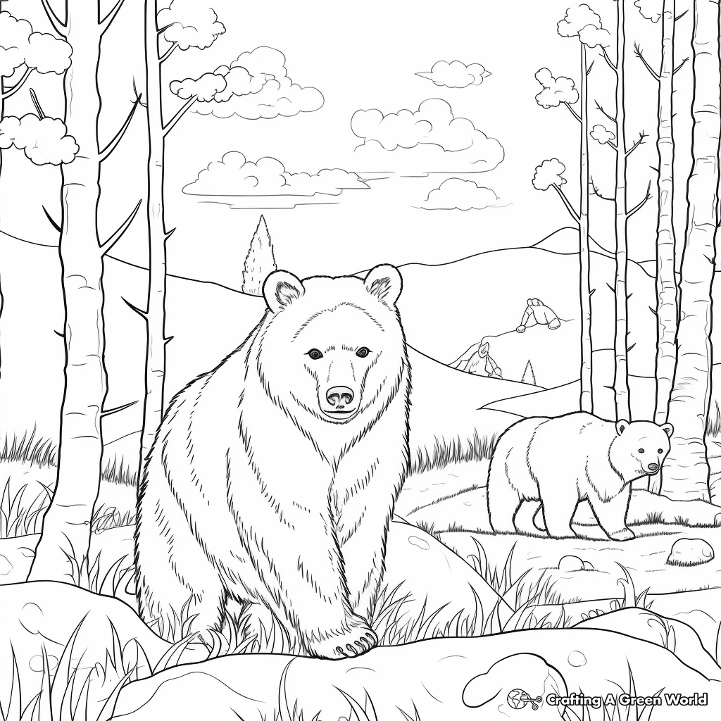 Dramatic Scene: Bears in the Wild Coloring Pages 4