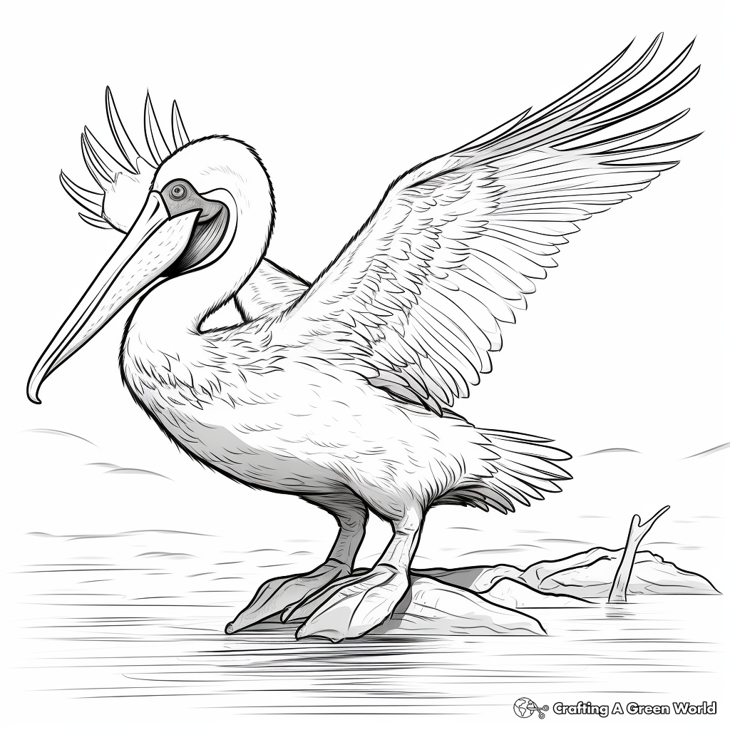 Dramatic Spot-billed Pelican Coloring Pages 2