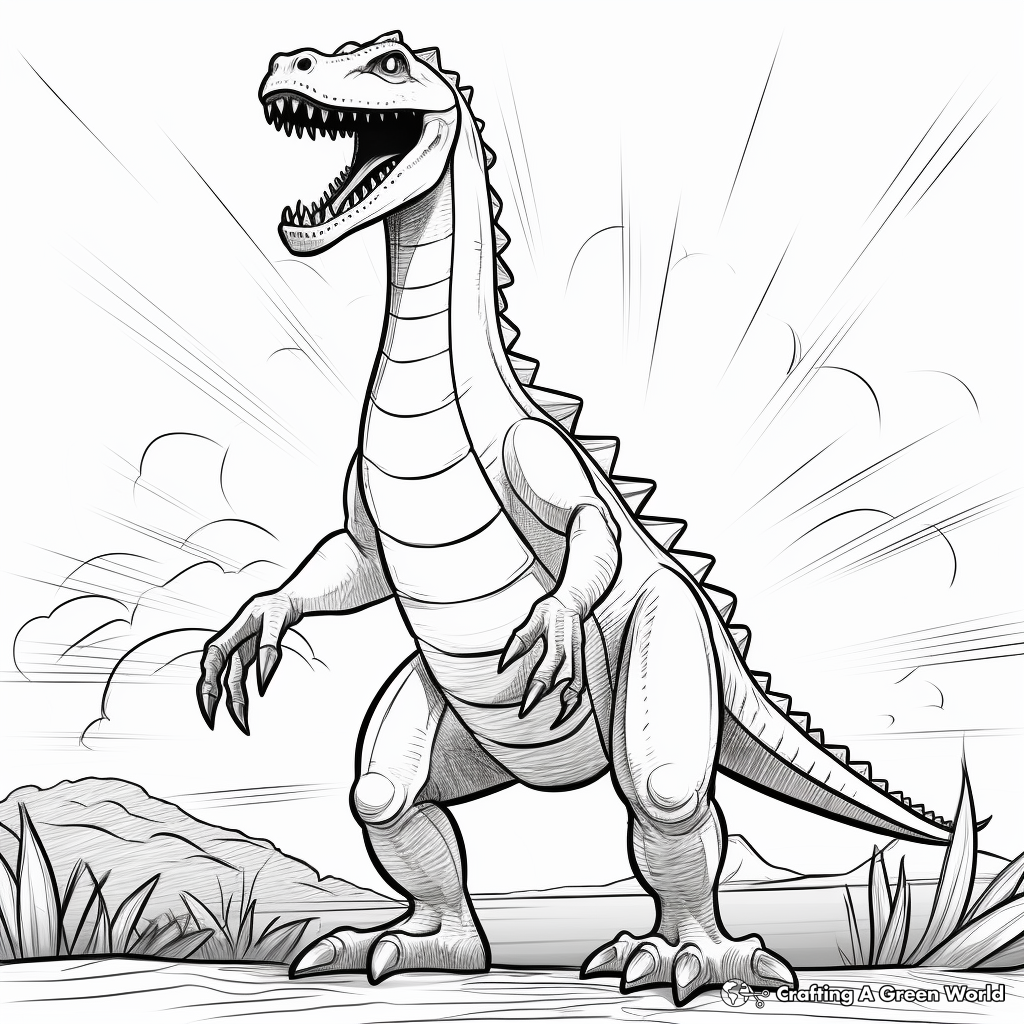 Dramatic Sunset Suchomimus Coloring Pages 1