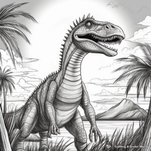 Dramatic Sunset Suchomimus Coloring Pages 2