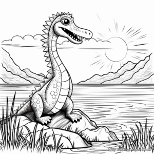 Dramatic Sunset Suchomimus Coloring Pages 3