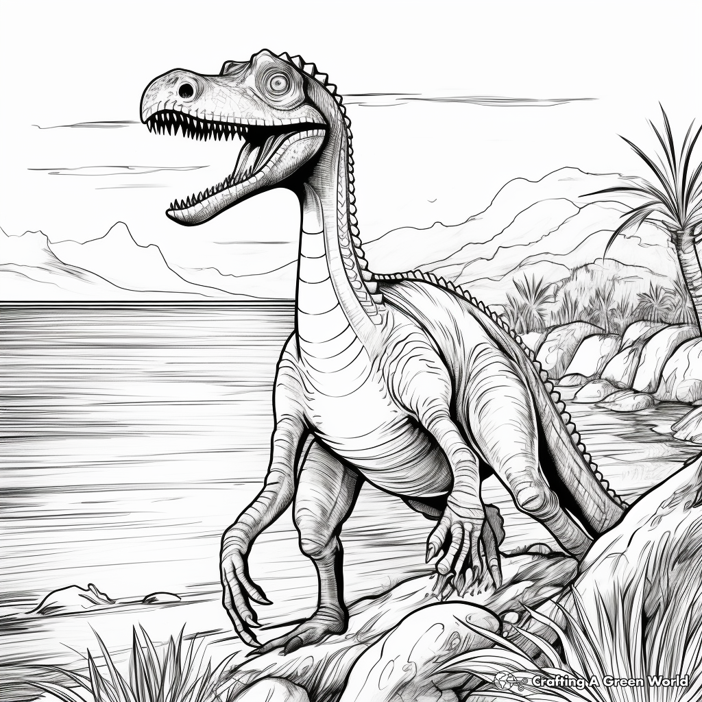 Dramatic Sunset Suchomimus Coloring Pages 4