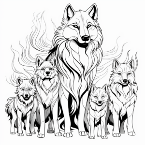 Dramatic Wolf Family Coloring Pages 2