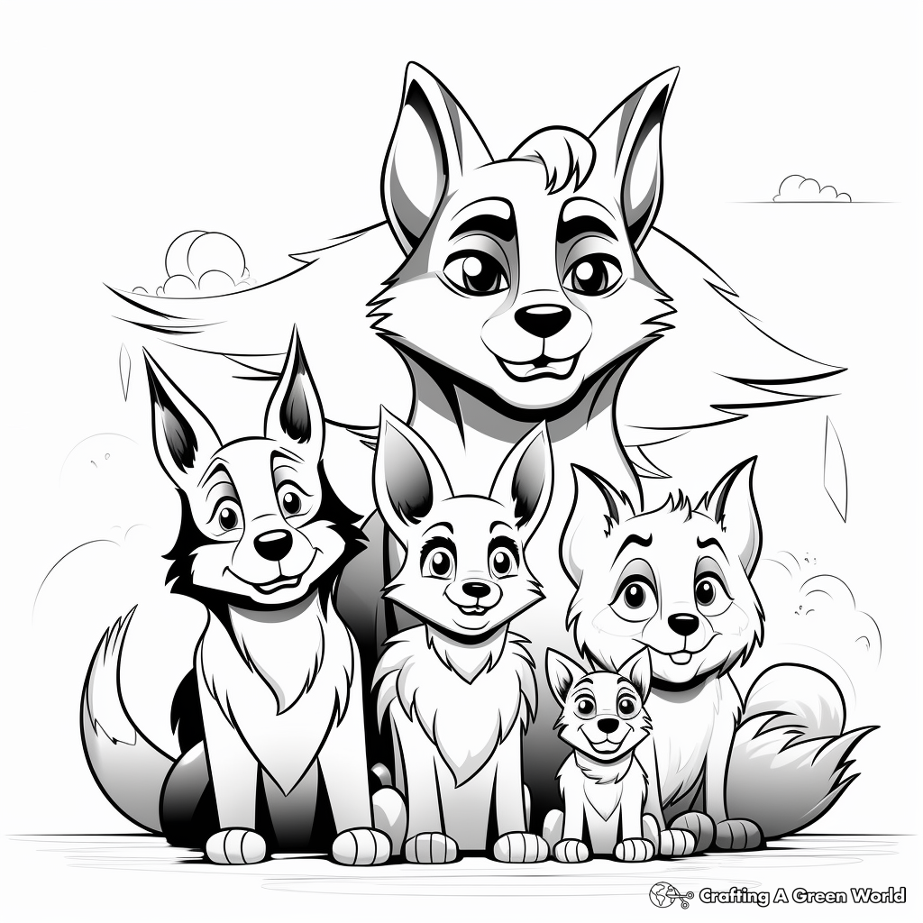 Dramatic Wolf Family Coloring Pages 4