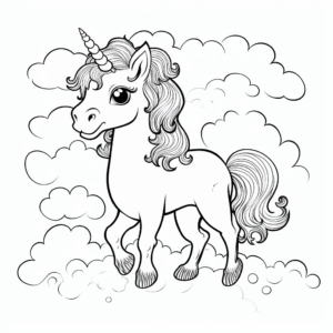 Dreamy Cartoon Unicorn Coloring Pages 2
