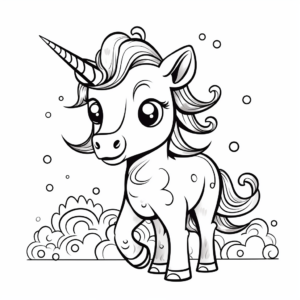 Dreamy Cartoon Unicorn Coloring Pages 3