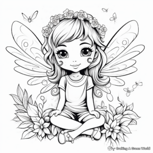 Dreamy Fairy Coloring Pages 1
