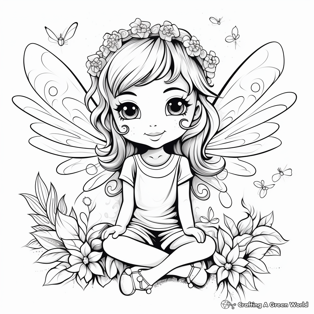 Dreamy Fairy Coloring Pages 1
