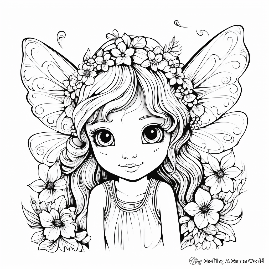 Dreamy Fairy Coloring Pages 4