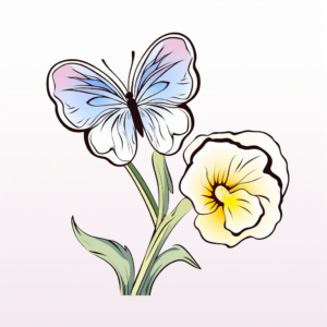 Dreamy Half Butterfly, Half Pansy Coloring Pages 1