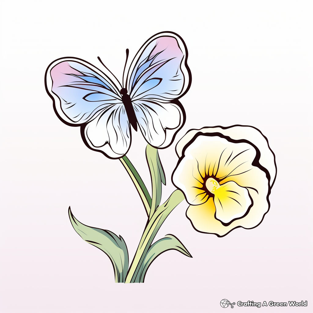 Dreamy Half Butterfly, Half Pansy Coloring Pages 1