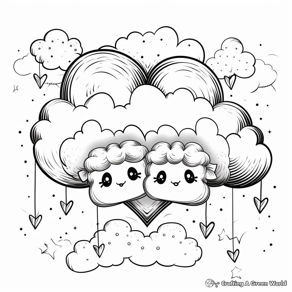 Dreamy Love Clouds Coloring Pages 4