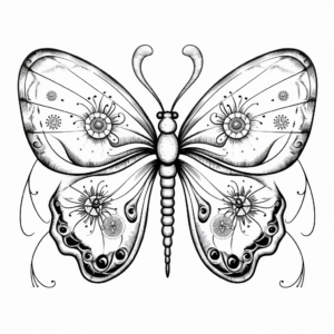 Dreamy Luna Moth Butterfly Mandala Coloring Pages 3