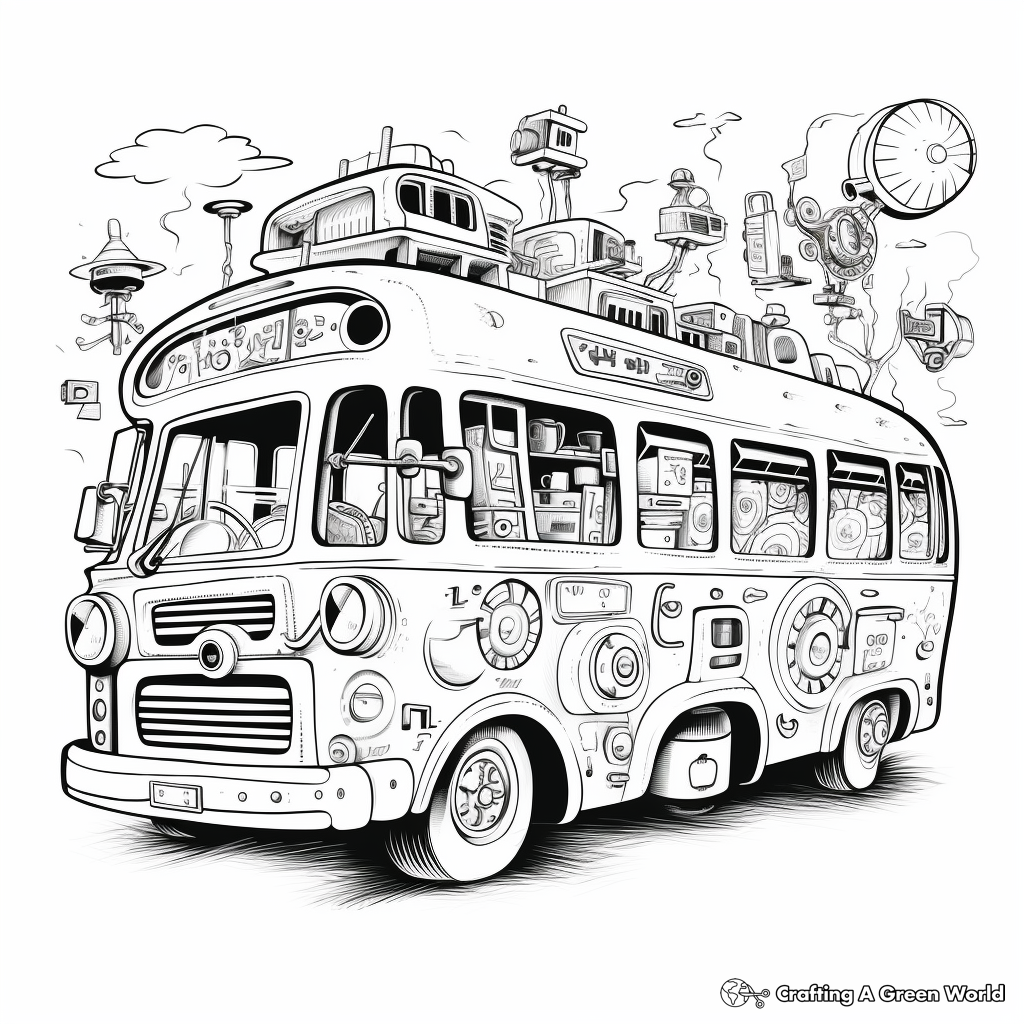 Dreamy Magical Bus Coloring Pages 1