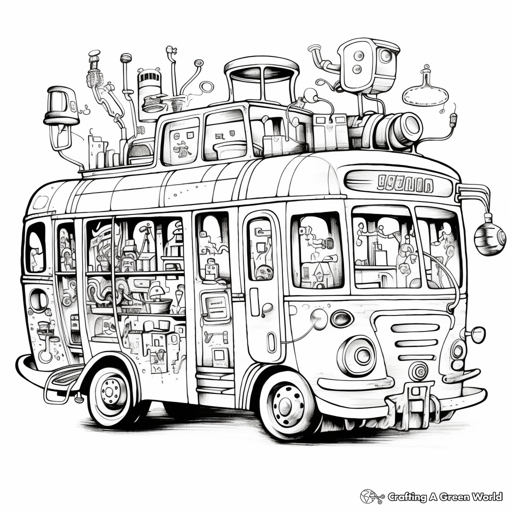 Dreamy Magical Bus Coloring Pages 3