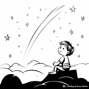 Dreamy Night Sky Shooting Star Coloring Pages 2