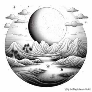Dreamy Sunsets and Moonscape Coloring Sheets 1