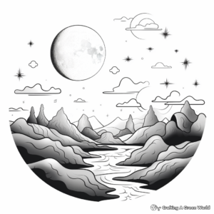 Dreamy Sunsets and Moonscape Coloring Sheets 2