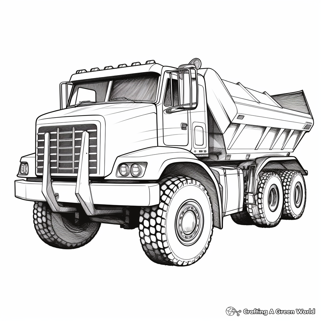 Dump Truck in the Mud Coloring Pages 1
