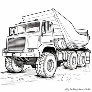 Dump Truck in the Mud Coloring Pages 3